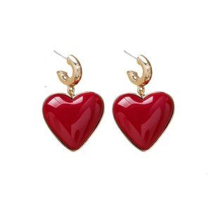 BIG RED HEART DROP EARRINGS